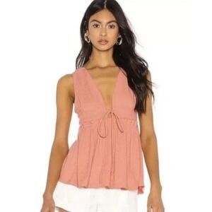 Free People Women's Beach Bound Tank Top XS  Orange Pink Sand Boho Feminine Sexy